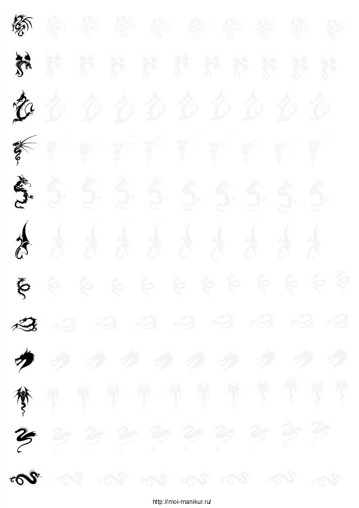 Тренировочная карта для росписи ногтей "Дракоши"