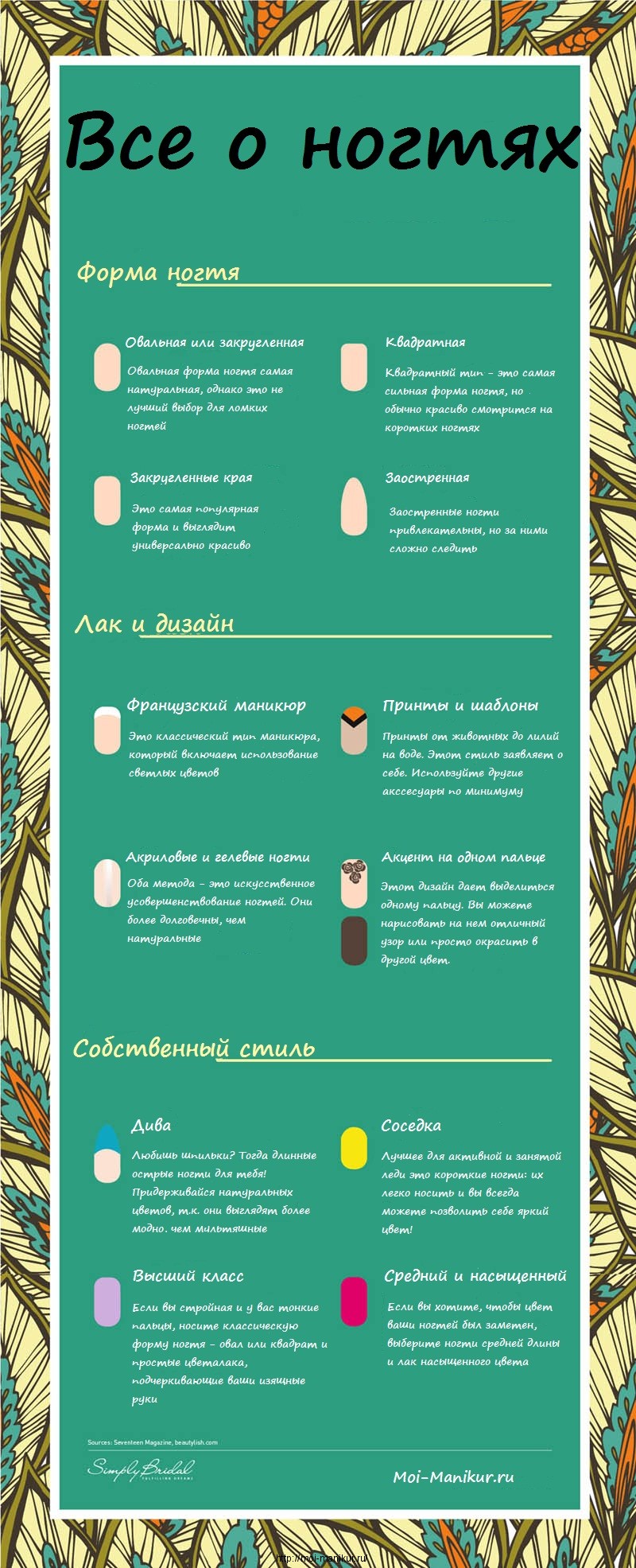 Инфографика: как выбрать форму и дизайн ногтей