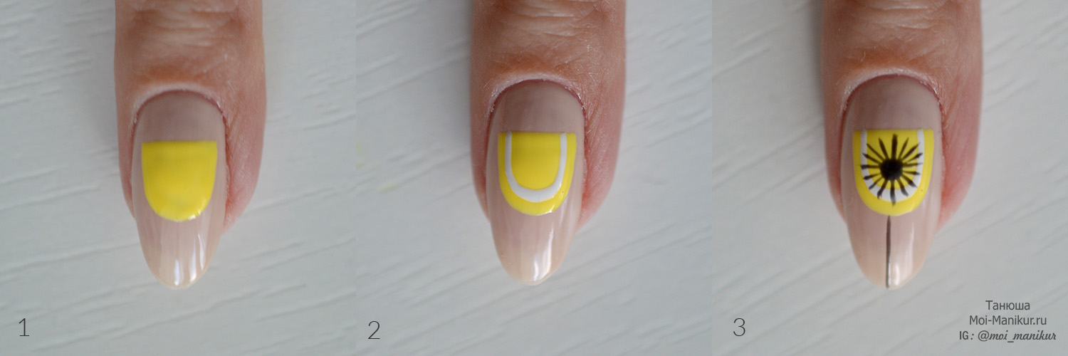 желтый дизайн ногтей - фото МК