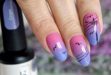 розово фиолетовый градиент на ногтях сдизайном